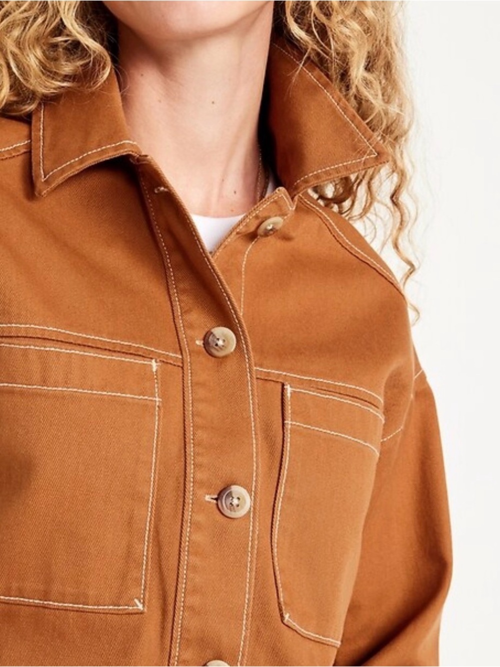 OLD NAVY Rust Brown Cropped Button Front Jean Jacket- Size M - Picture 3 of 11